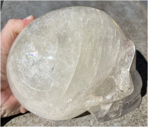 LifeSize Himalayan Quartz Crystal Skull with Multi-Colored Hematite, Lovely Rainbows