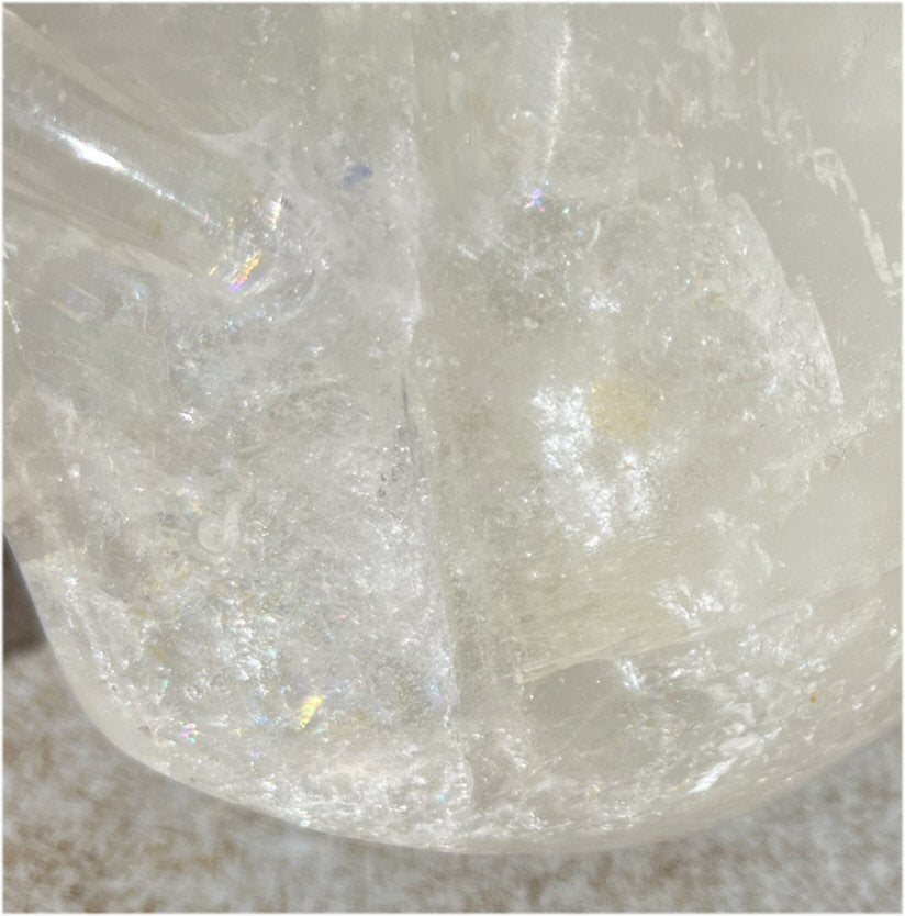 LifeSize Himalayan Quartz Crystal Skull with Multi-Colored Hematite, Lovely Rainbows