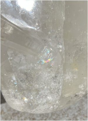 LifeSize Himalayan Quartz Crystal Skull with Multi-Colored Hematite, Lovely Rainbows