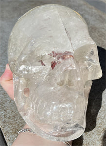 LifeSize Himalayan Quartz Crystal Skull with Multi-Colored Hematite, Lovely Rainbows