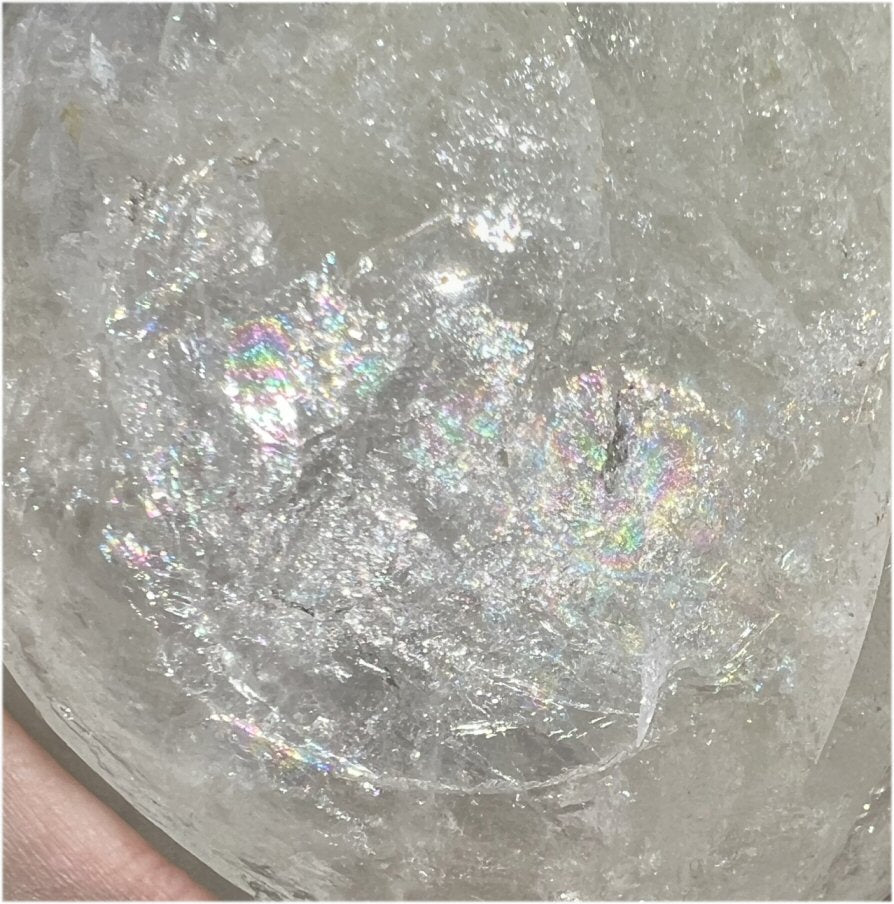 LifeSize Himalayan Quartz Crystal Skull with Multi-Colored Hematite, Lovely Rainbows