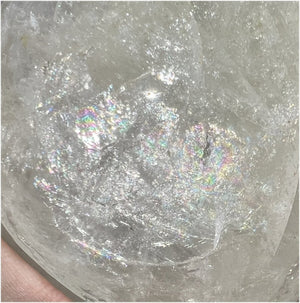 LifeSize Himalayan Quartz Crystal Skull with Multi-Colored Hematite, Lovely Rainbows