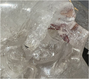 LifeSize Himalayan Quartz Crystal Skull with Multi-Colored Hematite, Lovely Rainbows