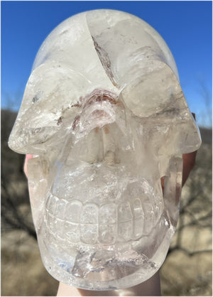 LifeSize Himalayan Quartz Crystal Skull with Multi-Colored Hematite, Lovely Rainbows