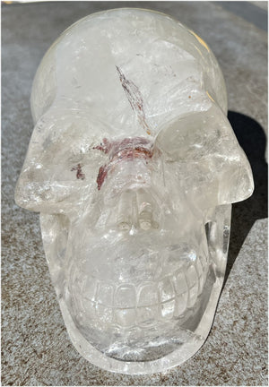 LifeSize Himalayan Quartz Crystal Skull with Multi-Colored Hematite, Lovely Rainbows