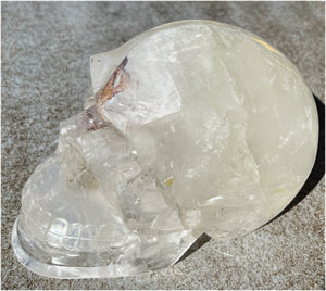 LifeSize Himalayan Quartz Crystal Skull with Multi-Colored Hematite, Lovely Rainbows
