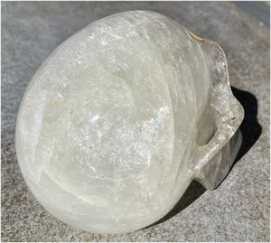 LifeSize Himalayan Quartz Crystal Skull with Multi-Colored Hematite, Lovely Rainbows