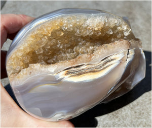 Fabulous Agate GEODE Crystal Skull with Citrine Lined Vug, Hematite, Dendritic inclusions