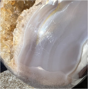 Fabulous Agate GEODE Crystal Skull with Citrine Lined Vug, Hematite, Dendritic inclusions