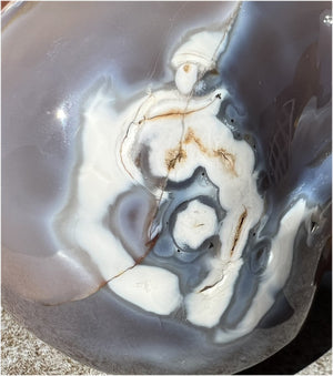 Fabulous Agate GEODE Crystal Skull with Citrine Lined Vug, Hematite, Dendritic inclusions