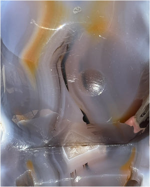 Fabulous Agate GEODE Crystal Skull with Citrine Lined Vug, Hematite, Dendritic inclusions