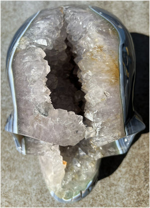 Huge AMETHYST GEODE Crystal Skull with Chlorite, Hematite, Dendritic inclusions, AMAZING Vugs - 20lbs+