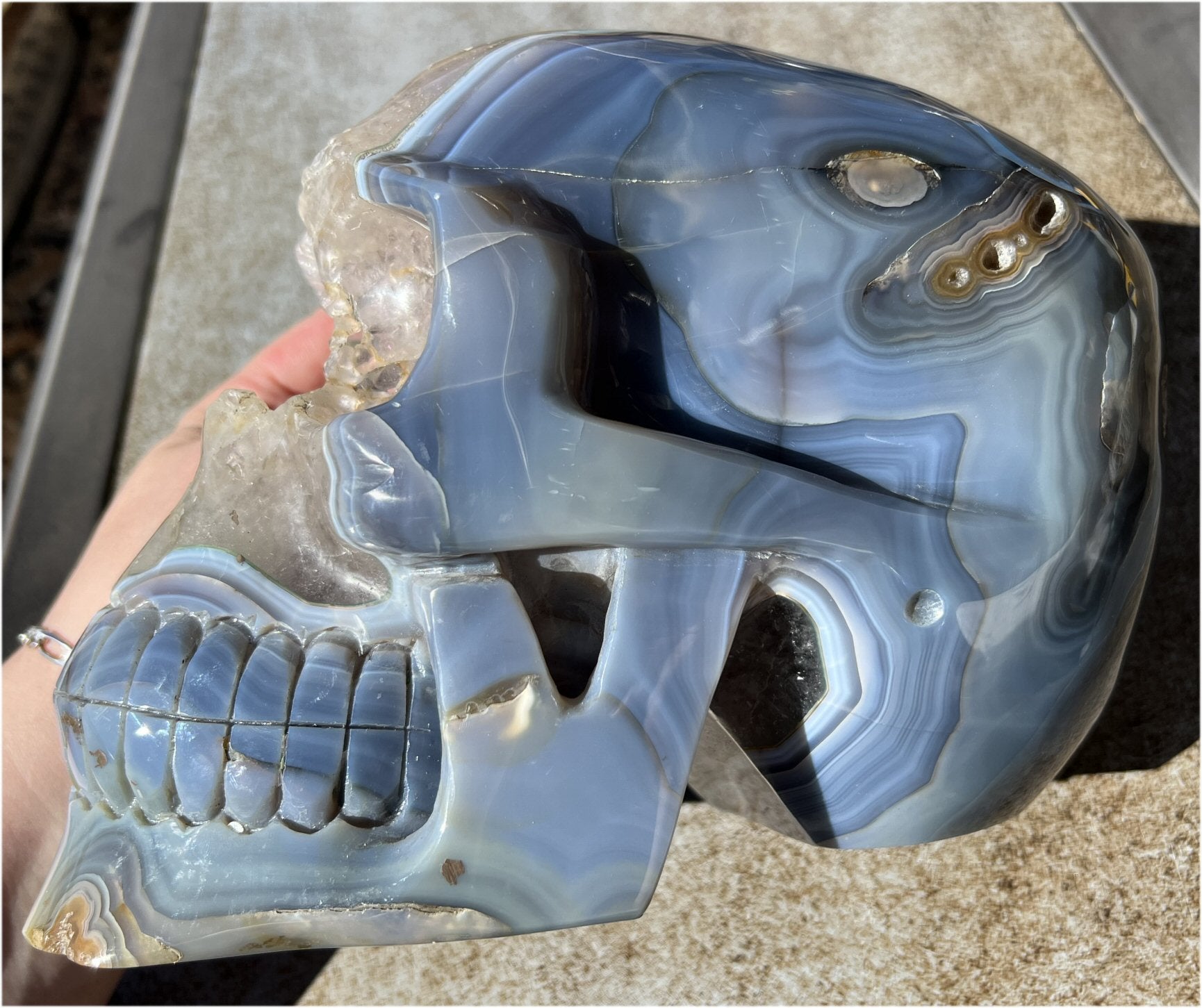 Huge AMETHYST GEODE Crystal Skull with Chlorite, Hematite, Dendritic inclusions, AMAZING Vugs - 20lbs+