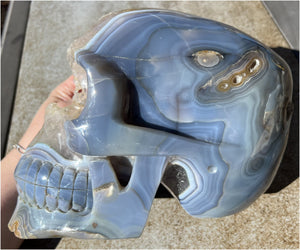 Huge AMETHYST GEODE Crystal Skull with Chlorite, Hematite, Dendritic inclusions, AMAZING Vugs - 20lbs+