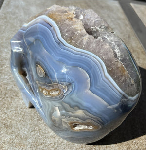 Huge AMETHYST GEODE Crystal Skull with Chlorite, Hematite, Dendritic inclusions, AMAZING Vugs - 20lbs+