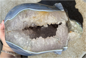 Huge AMETHYST GEODE Crystal Skull with Chlorite, Hematite, Dendritic inclusions, AMAZING Vugs - 20lbs+