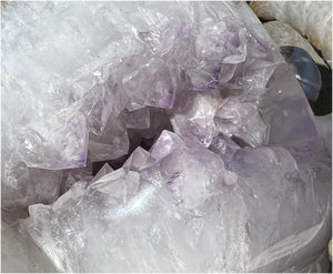 Amethyst Geode RAM Skull with Dendritic inclusions, Shimmery rainbows - Aries!