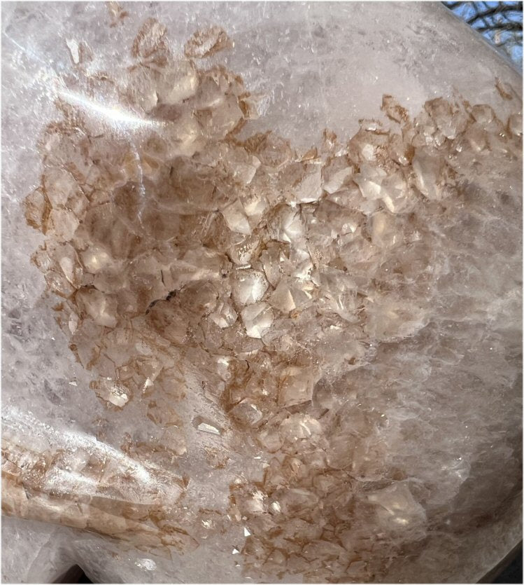 Stunning LifeSize AMETHYST GEODE Crystal Skull with Lots of Hematite, Vugs, Mesmerizing Crystalline Structure
