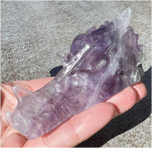 Fluorite DRAGON Crystal Skull - Great for meditation!