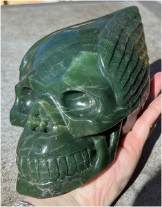 ~NEW!~ Nephrite Jade Winged VOYAGER Crystal Skull - Heart Chakra, Serenity