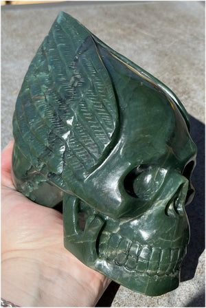 ~NEW!~ Nephrite Jade Winged VOYAGER Crystal Skull - Heart Chakra, Serenity