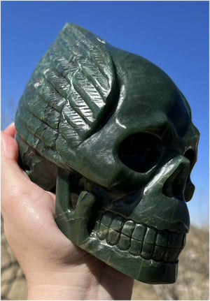 ~NEW!~ Nephrite Jade Winged VOYAGER Crystal Skull - Heart Chakra, Serenity