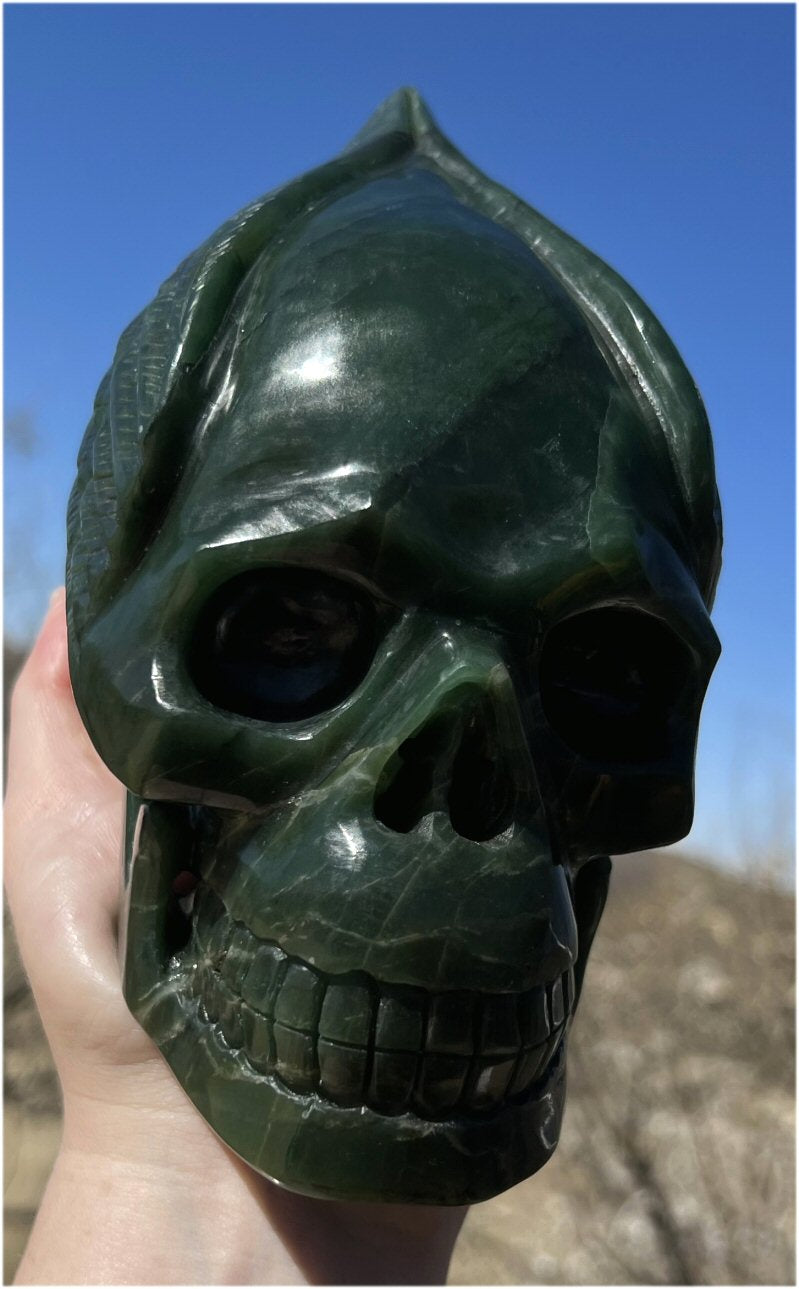 ~NEW!~ Nephrite Jade Winged VOYAGER Crystal Skull - Heart Chakra, Serenity