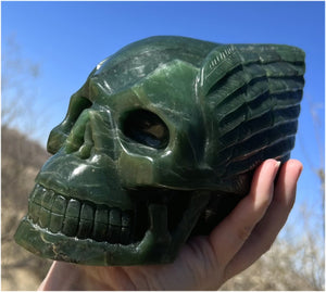 ~NEW!~ Nephrite Jade Winged VOYAGER Crystal Skull - Heart Chakra, Serenity