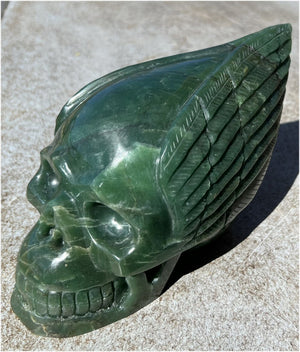 ~NEW!~ Nephrite Jade Winged VOYAGER Crystal Skull - Heart Chakra, Serenity