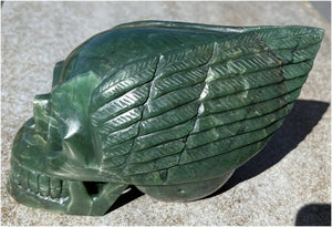 ~NEW!~ Nephrite Jade Winged VOYAGER Crystal Skull - Heart Chakra, Serenity