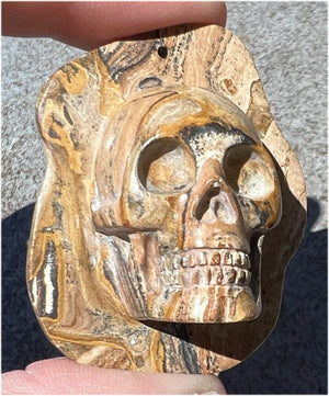 Picture Rock Jasper Crystal Skull Pendant / Focal Bead - Harmony!