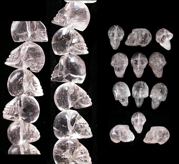 1 QUARTZ Crystal Skull Bead, Vertical Drill - Focus, Transformation!