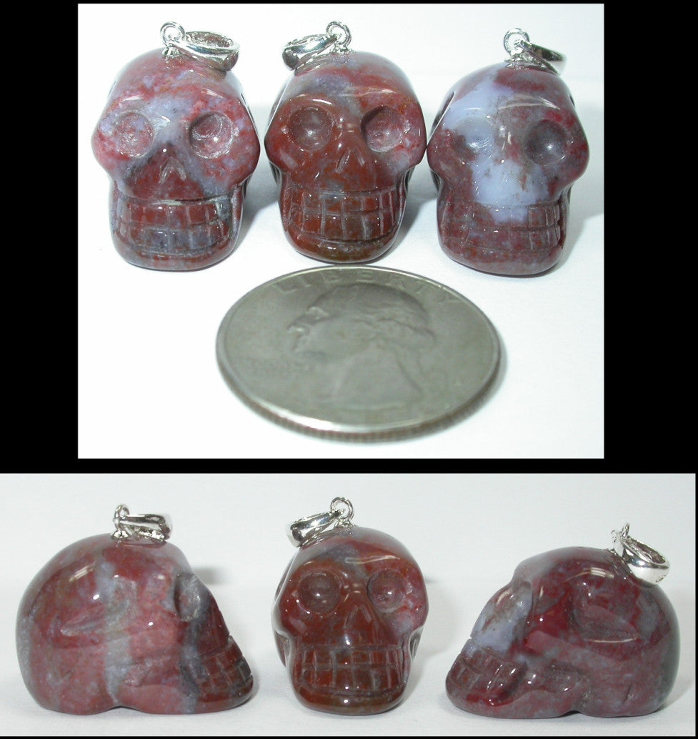 Small RAINBOW JASPER Crystal Skull Pendant - Sterling Silver bale!