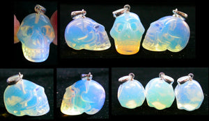 Small OPALITE Crystal Skull Pendant - Sterling Silver bale!