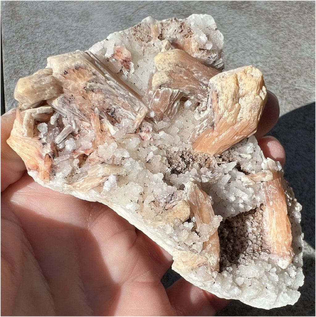 ~Sparkly~ Orange STILBITE + Druzy Quartz Specimen - Intuition, Creativity