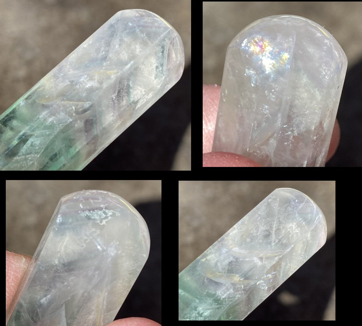 Fluorite Crystal Mini-Wand with Shimmery Rainbows