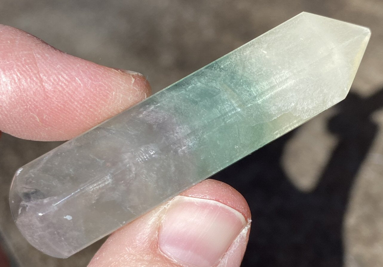 Fluorite Crystal Mini-Wand with Shimmery Rainbows
