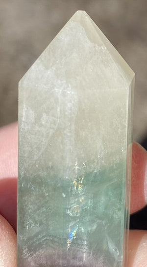 Fluorite Crystal Mini-Wand with Shimmery Rainbows