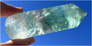 Lg. Fluorite Crystal Massage Wand with Rainbows - Calming, Great for meditation!