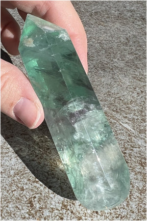Lg. Fluorite Crystal Massage Wand with Rainbows - Calming, Great for meditation!