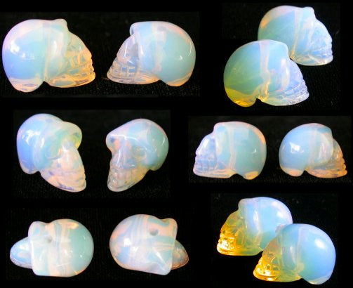 1 OPALITE Crystal Skull Bead, Vertical Drill - Rainbow Colors!