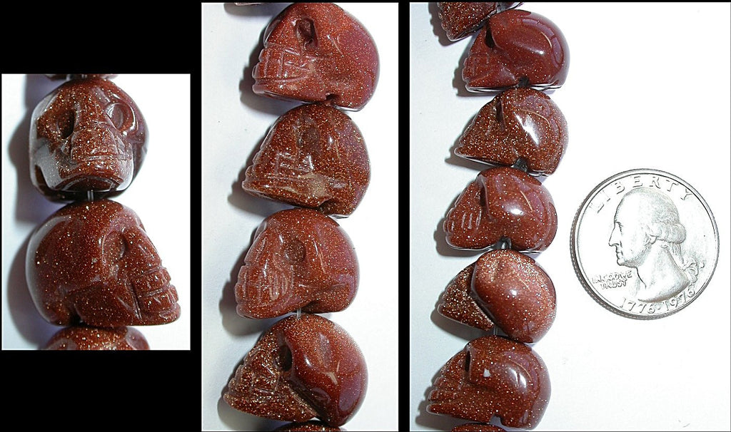 1 GOLDSTONE Crystal Skull Bead, Vertical Drill - Grounding!