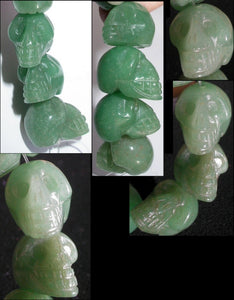 1 GREEN AVENTURINE Crystal Skull Bead, Vertical Drill - Heart Chakra!