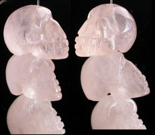 1 ROSE QUARTZ Crystal Skull Bead, Vertical Drill - Stone of LOVE!
